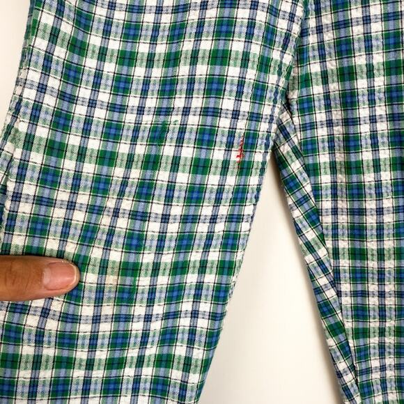 Vintage 90s Unbranded Green Blue Plaid Pants FLAWS Boys - 2 2T - Picture 2 of 9